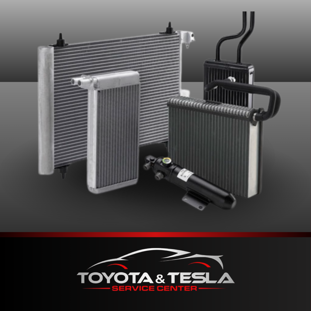 Hybrid and electric vehicle AC component repair at Toyota and Tesla Service Center in Santa Clara CA including electric compressors and HVAC systems